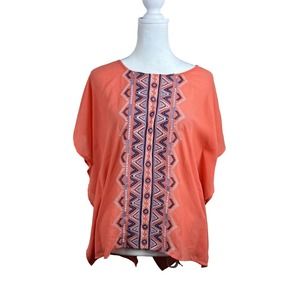 Blue pepper blouse Kaftan Women Small Coral Blue Tribal Southwestern‎